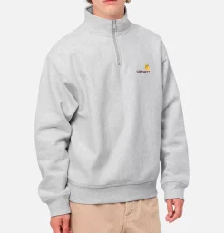 CARHARTT WIP American Scrip Half Zip Ash He* Sweatshirts & Fleeces