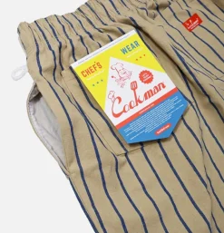 COOKMAN Chef Pant Stripe Beige Blue* Works Pant