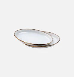 BAREBONES Enamel Deep Plate X 2 Eggshell* Outdoor
