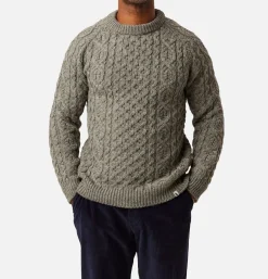 PEREGRINE Hudson Aran Jumper Steel* Knitwear
