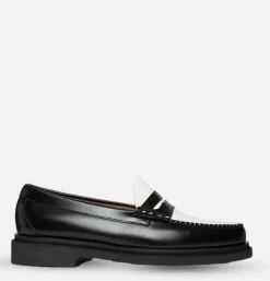 G.H. BASS Loafer Weejun Step Larson Black White* Mocassins