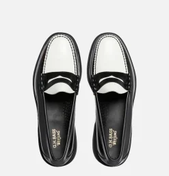 G.H. BASS Loafer Weejun Step Larson Black White* Mocassins