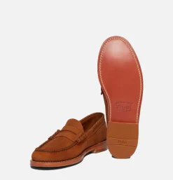 G.H. BASS Mens Larson Penny Loafers Nubuck Tan* Mocassins