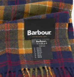 BARBOUR Tartan Lambswool Scarf Green Navy Ocre* Gloves • Beanies • Scarves