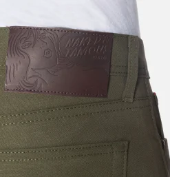 NAKED & FAMOUS Weird Guy Army Green Duck Sel* Jeans