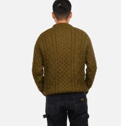 PEREGRINE Wool Hudson Aran Knit Khaki* Knitwear