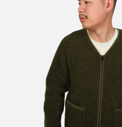 COLDBREAKER Zip Up Vee Cardigan Khaki* Sweatshirts & Fleeces