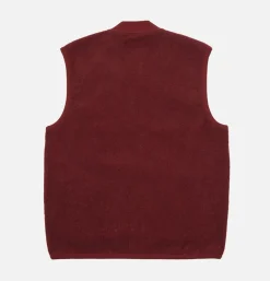 UNIVERSAL WORKS Zip Waistcoat Wool Deep Red* Veste